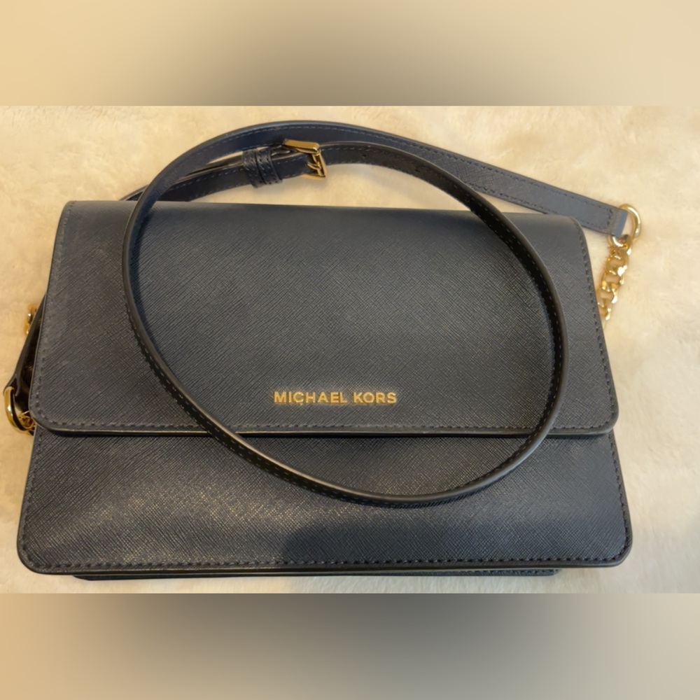 Michael Kors Lg Gusset Crossbody Navy Blue